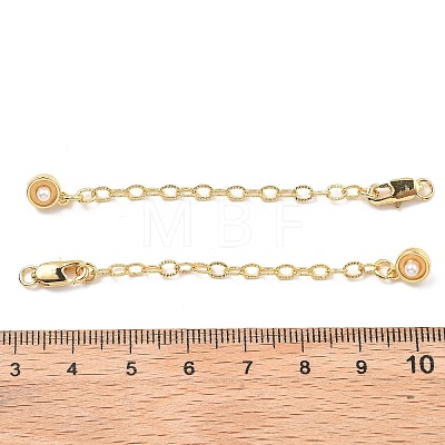 Brass Enamel ABS Imtation Pearl End with Chain KK-B129-27G-01-1