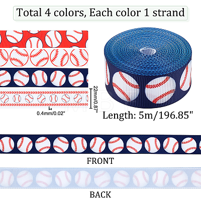  20M 4 Colors Baseball Pattern Heat Transfer Polyester Ribbons OCOR-PH0001-81-1