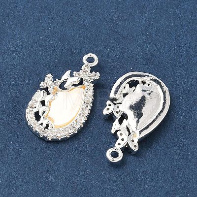 Brass Micro Pave Clear Cubic Zirconia Pendants KK-C168-28S-1