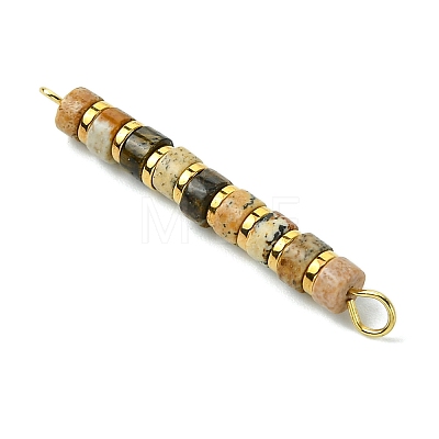 Natural Picture Jasper & Electroplated Synthetic Non-magnetic Hematite Heishi Connector Charms PALLOY-JF03291-08-1