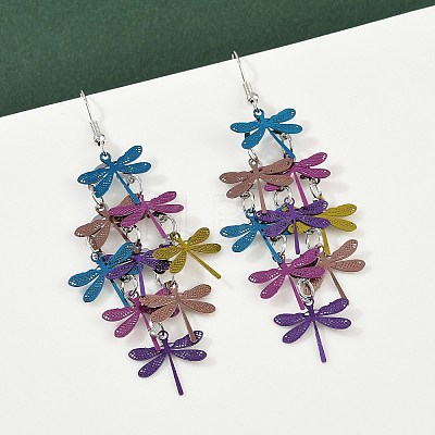430 Stainless Steel Dragonfly Dangle Earrings EJEW-A137-04P-01-1