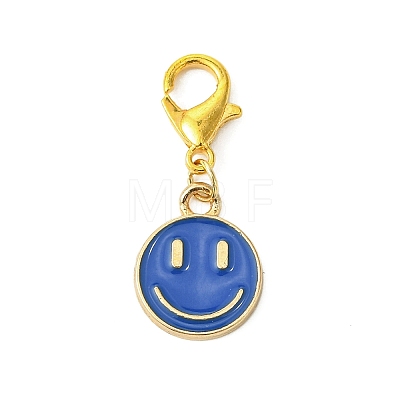 Smiling Face Alloy Enamel Pendant Decorations HJEW-JM02890-1