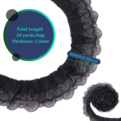 10 Yards 3-Layer Pleated Chiffon Flower Lace Trim OCOR-BC0005-27B-1