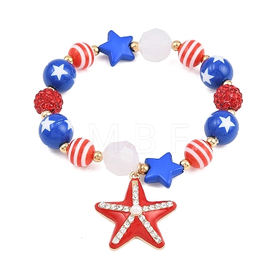 Independence Day Printed Resin Stretch Bead Bracelets for Women RE-CBA6B51-01-1
