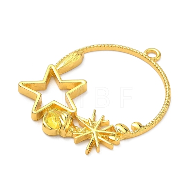 Ocean Theme Alloy Open Back Bezel Pendants PALLOY-F321-03C-G-1