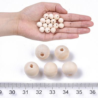 Natural Unfinished Wood Beads WOOD-S651-A12mm-LF-1