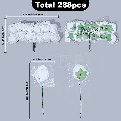 288Pcs Foam & Iron Artificial Flower AJEW-SP0003-58A-1