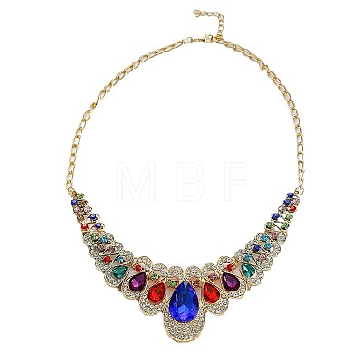 Alloy Rhinestone Bib Necklaces & Dangle Earrrings Sets for Women WG5541E-04-1