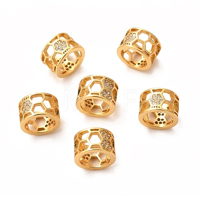 Brass Micro Pave Clear Cubic Zirconia European Beads ZIRC-P086-37G-1