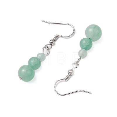 3 Pairs 3 Styles Natural Malaysia Jade & Green Aventurine & Tiger Eye Dangle Earrings EJEW-JE06131-1