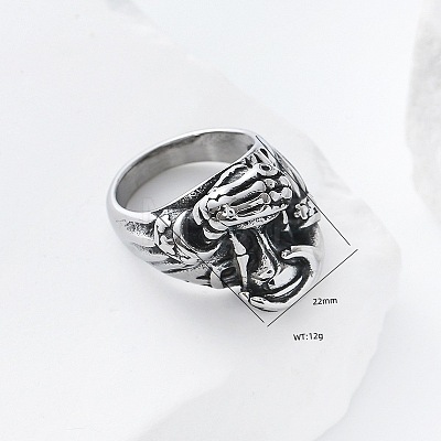 Vintage Punk 304 Stainless Steel Finger Rings YJ4863-5-1