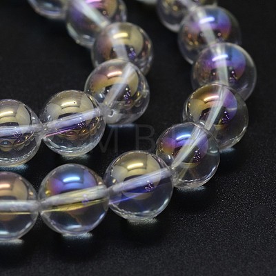 Electroplated Natural Quartz Crystal Beads Strands G-K285-09-12mm-02-1