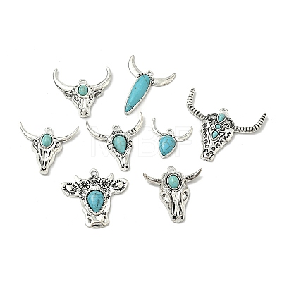 Bohemian Synthetic Turquoise Cattle Pendants FIND-Z112-01AS-1