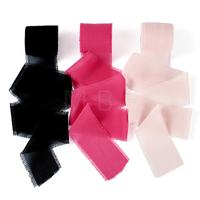 3 Rolls Polyester Raw Edges Ribbons SRIB-TAC0002-26C-1