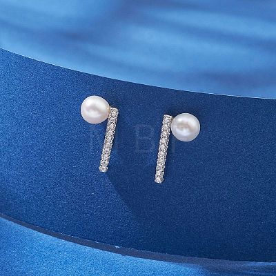 Natural Pearl Ear Studs EJEW-P286-18P-1