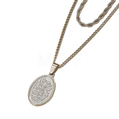 304 Stainless Steel Rope Chain Double Layer Necklaces WG0A8AC-01-1
