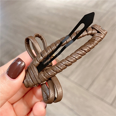 PU Leather Snap Hair Clips for Women Girl PW-WG3A87F-02-1