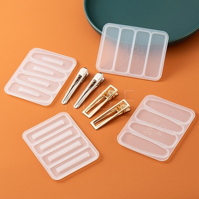3Pcs 3 Style Rectangle & Triangle & Teardrop Silicone Hair Clip Molds DIY-LS0004-02-1
