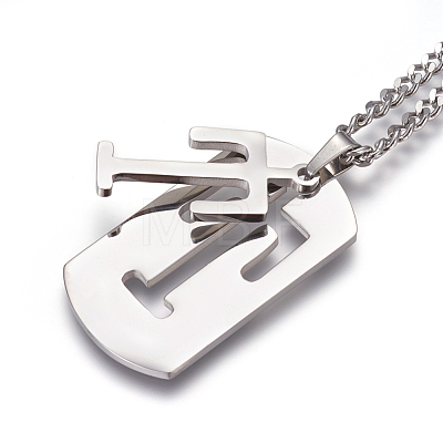 304 Stainless Steel Split Initial Pendant Necklaces NJEW-L152-03T-1