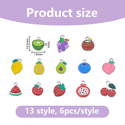 78Pcs 13 Styles Mixed Fruit Alloy Enamel Charms ENAM-DC0002-31P-1