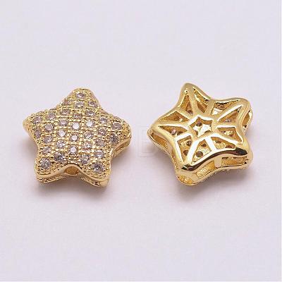 Brass Micro Pave Grade AAA Cubic Zirconia Beads ZIRC-G093-40G-NR-1