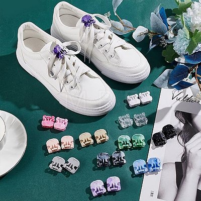 12 Pairs 12 Colors Plastic Shoelaces Buckle Lock FIND-FG0003-90-1