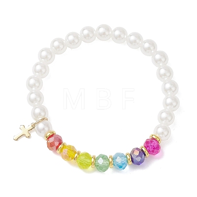 Chakra 304 Stainless Steel Tiny Cross Charm Bracelets BJEW-JB12834-1