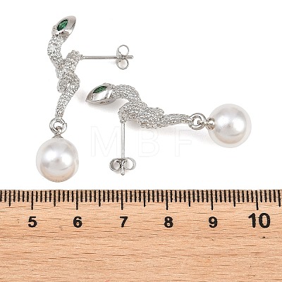 Snake Brass Micro Pave Cubic Zirconia Stud Earrings EJEW-K249-13P-1