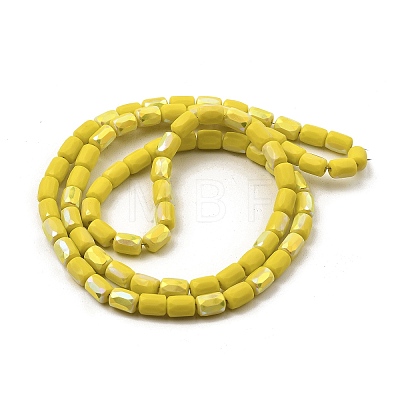 Frosted Imitation Jade Glass Beads Strands GLAA-P058-07B-1