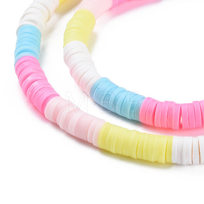 Fixed 5 Color Handmade Polymer Clay Bead Strands CLAY-S096-029Q-1
