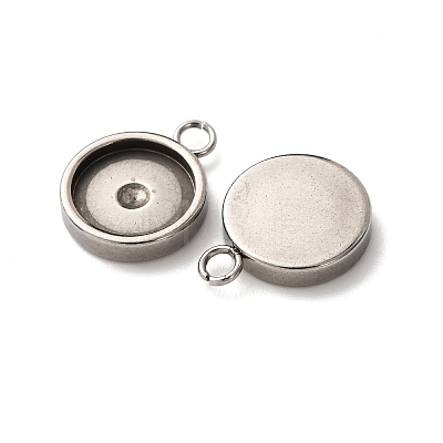 201 Stainless Steel Pendant Cabochon Settings STAS-D379-04C-P-1