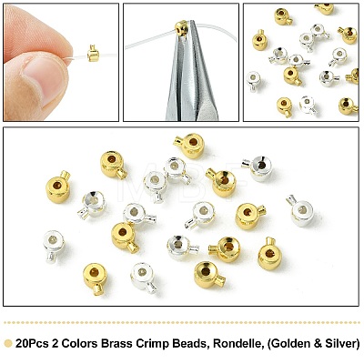 20Pcs 2 Colors Brass Crimp Beads KK-CJ0001-92-1