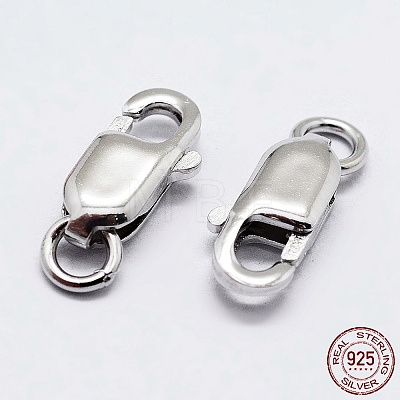 Anti-Tarnish Rhodium Plated 925 Sterling Silver Lobster Claw Clasps STER-K167-075D-P-1