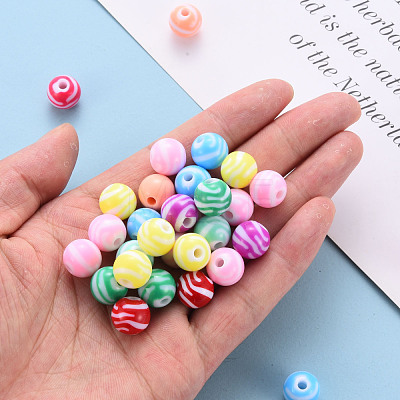 Opaque Striped Acrylic Beads MACR-S373-27A-1