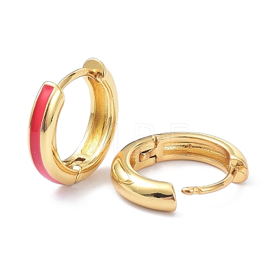 Brass Enamel Hoop Earrings KK-P205-09G-02-1
