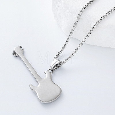 Vintage 304 Stainless Steel Flame Rock Guitar Pendant Necklaces for Men and Women PN9631-1
