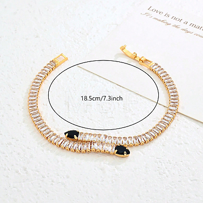 Snake Brass Pave Cubic Zirconia Link Chain Bracelets UA5889-2-1