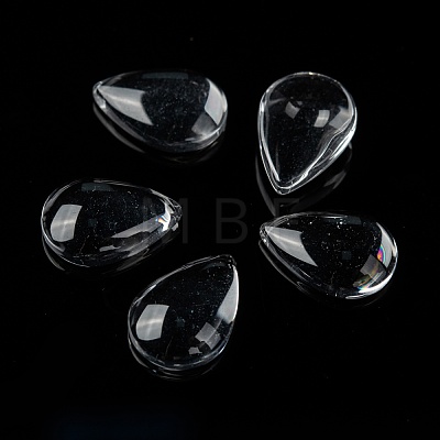 Transparent Teardrop Glass Cabochons GGLA-R024-14x10-1
