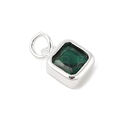 925 Sterling Silver Pave Cubic Zirconia Square Charms with Jump Rings and 925 Stamp STER-D288-05S-01-1