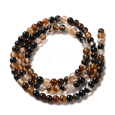 Dyed Black Agate Round Bead Strands G-P070-22-4mm-1