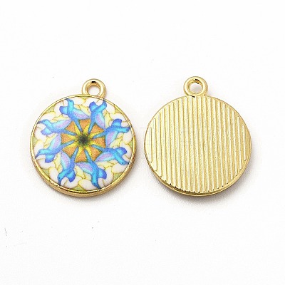 Alloy Printed Pendants PALLOY-D581-03G-1