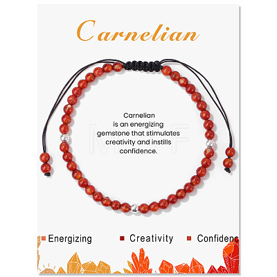 Natural Carnelian Braided Bead Bracelets PW-WG425AA-04-1