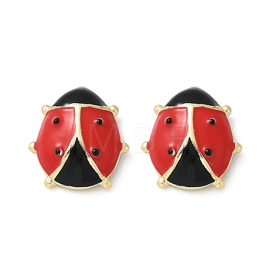 Brass Enamel Stud Earrings for Women EJEW-A126-04G-1