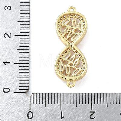 Rack Plating Brass Clear Cubic Zirconia Infinity Connector Charms KK-A234-036G-02-1