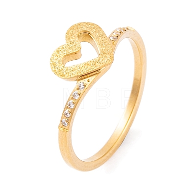 304 Stainless Steel Heart Finger Ring for Women RJEW-C086-06-G-1