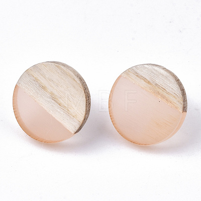 Transparent Resin & Wood Stud Earrings EJEW-N017-003A-D06-1