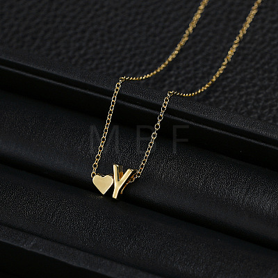 Alloy Letter Heart Pendant Necklaces for Women WGBB55E-21-1