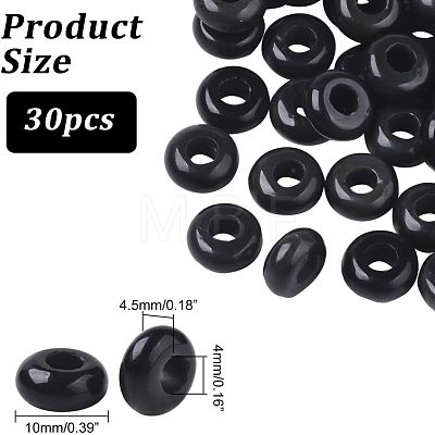  Natural Black Stone European Large Hole Beads G-NB0003-72B-02-1