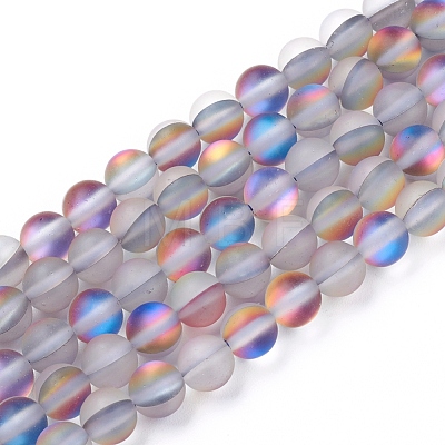 Synthetic Moonstone Beads Strands G-R375-6mm-A14-1