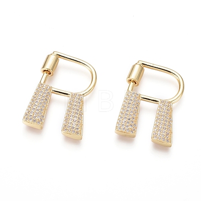 Brass Micro Pave Cubic Zirconia Screw Carabiner Lock Charms KK-I033-01G-R-1